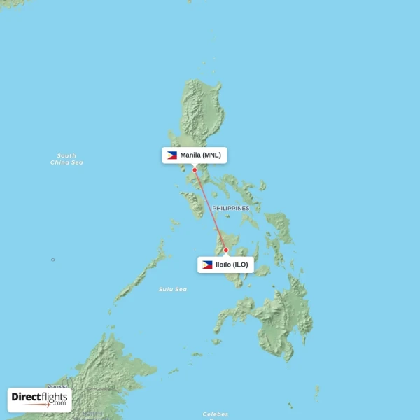 Iloilo - Manila direct flight map
