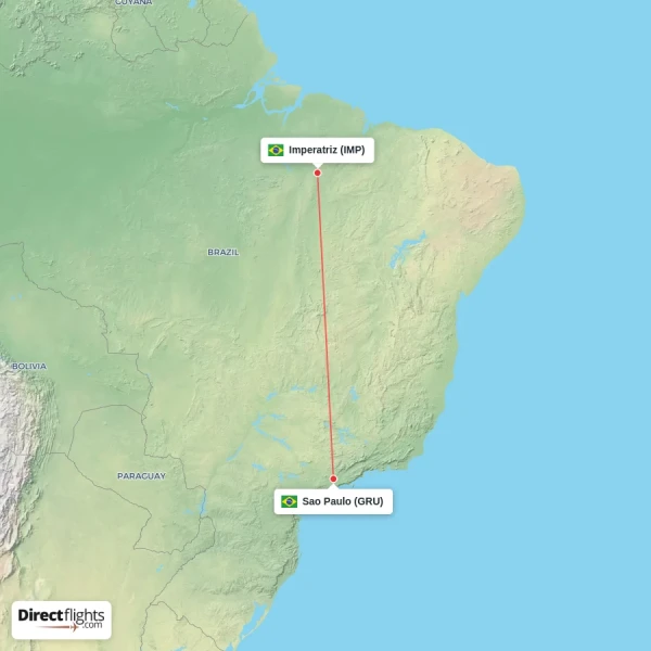 Imperatriz - Sao Paulo direct flight map