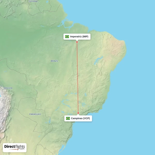 Imperatriz - Campinas direct flight map