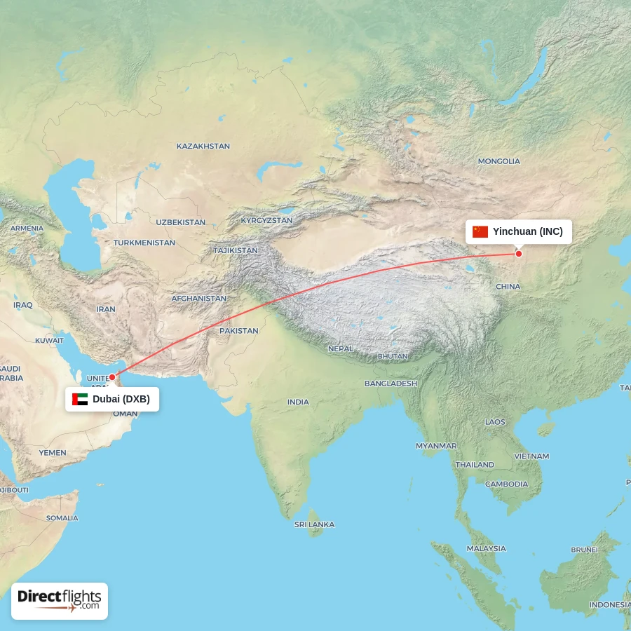 INC - DXB route map