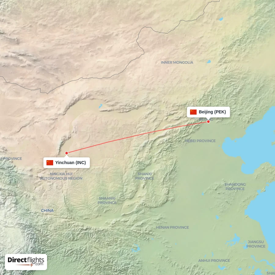 INC - PEK route map