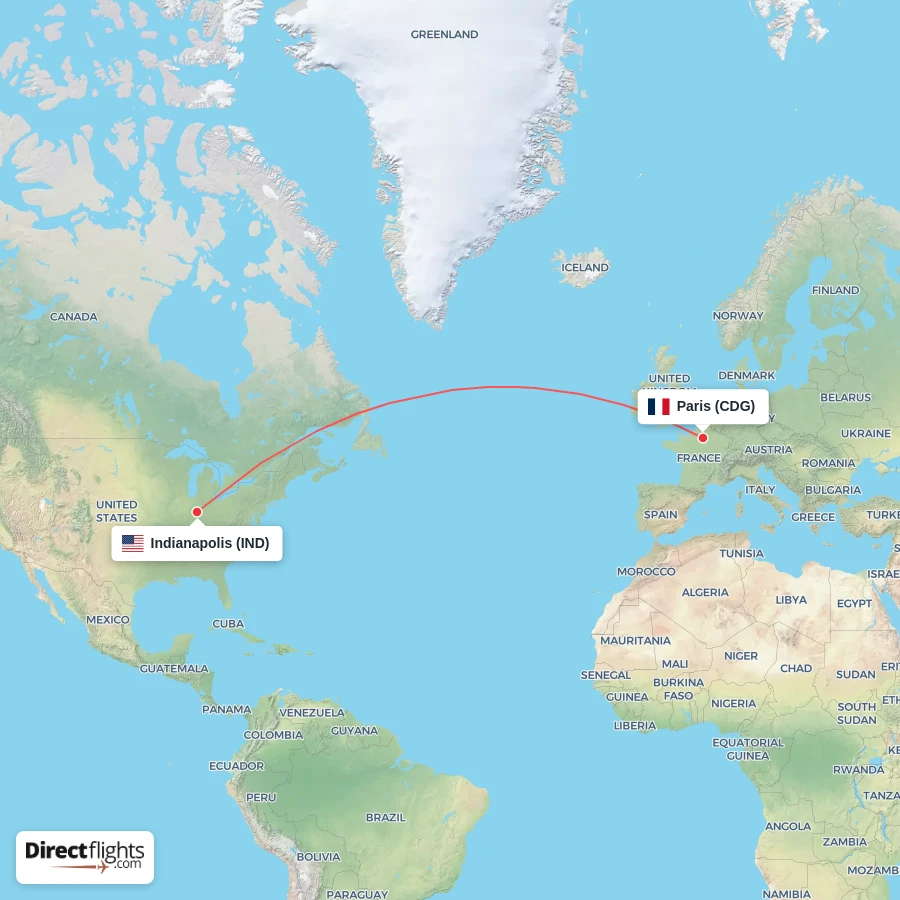 IND - CDG route map