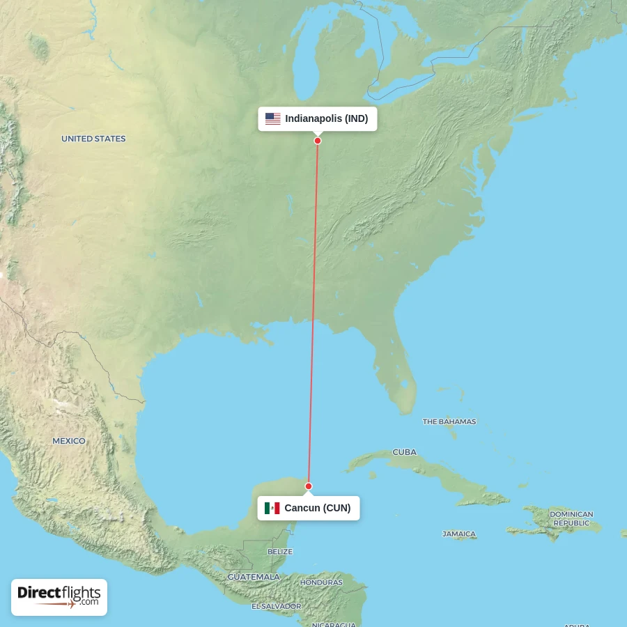IND - CUN route map