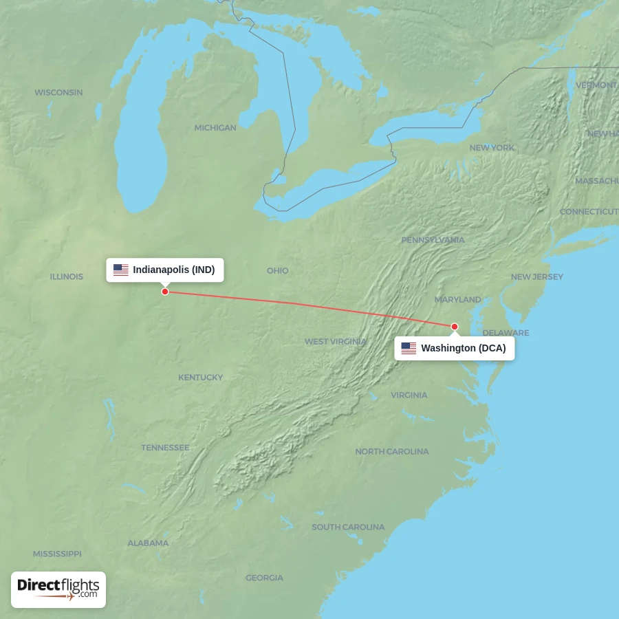 IND - DCA route map