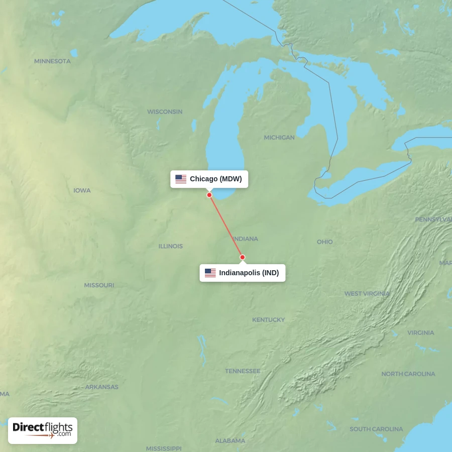 IND - MDW route map
