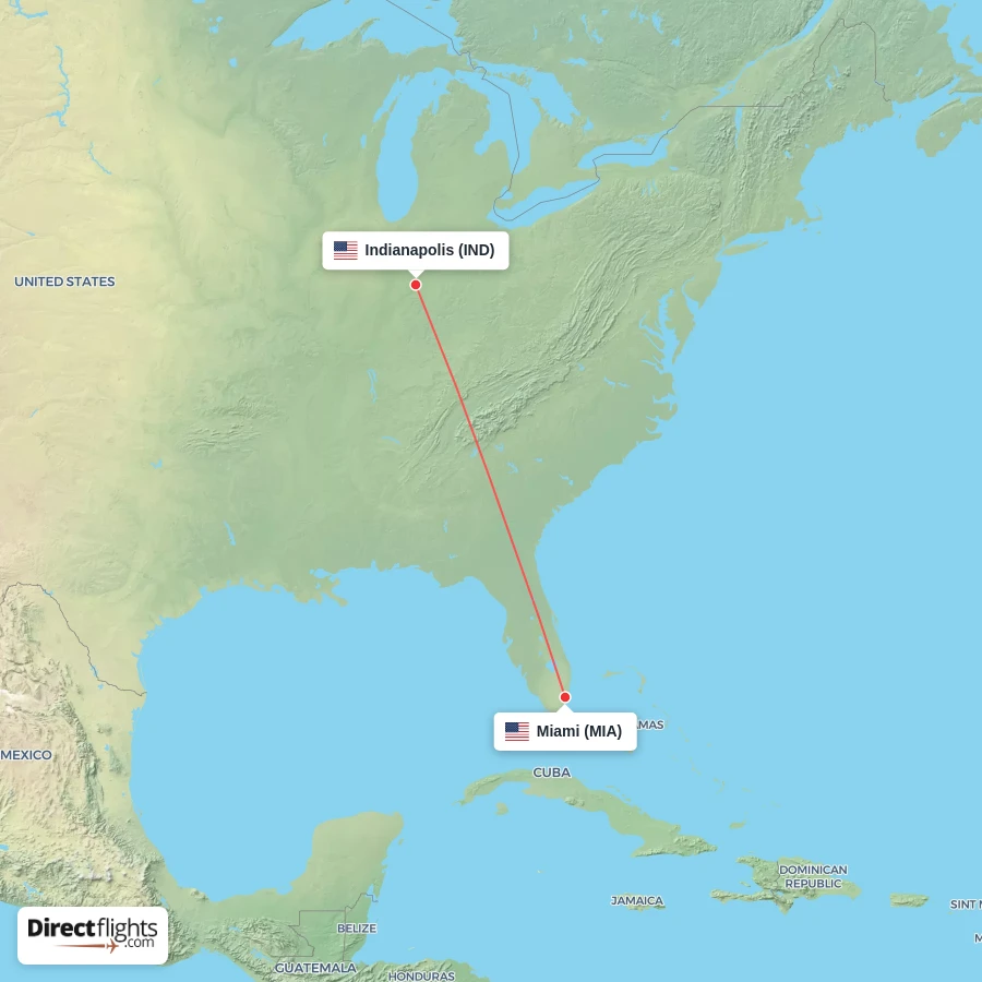 IND - MIA route map