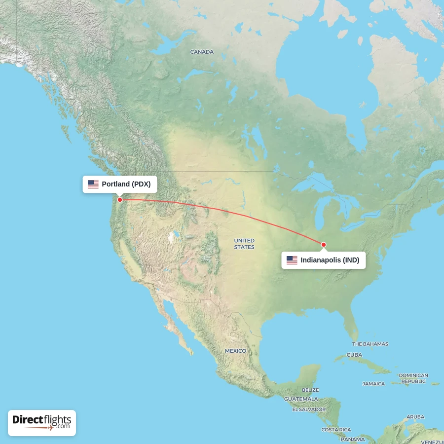 IND - PDX route map