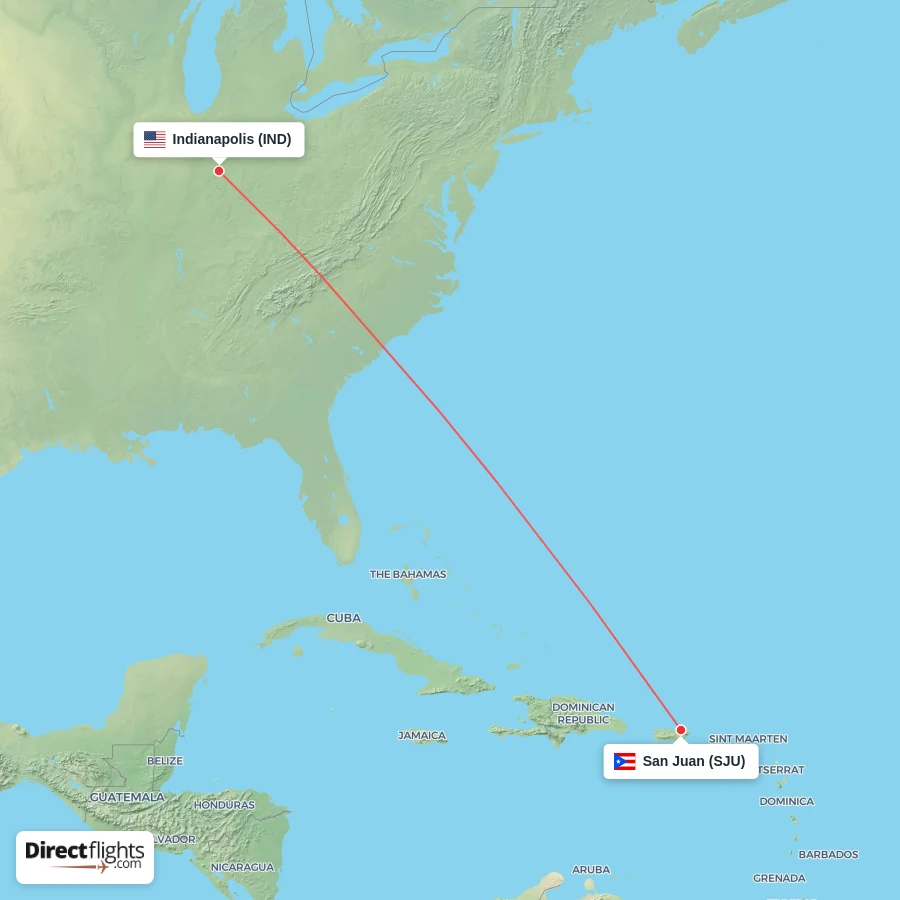 IND - SJU route map
