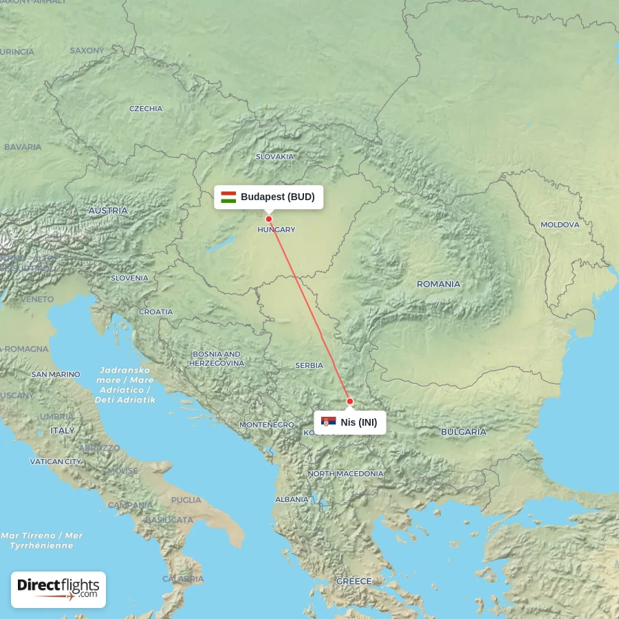 INI - BUD route map