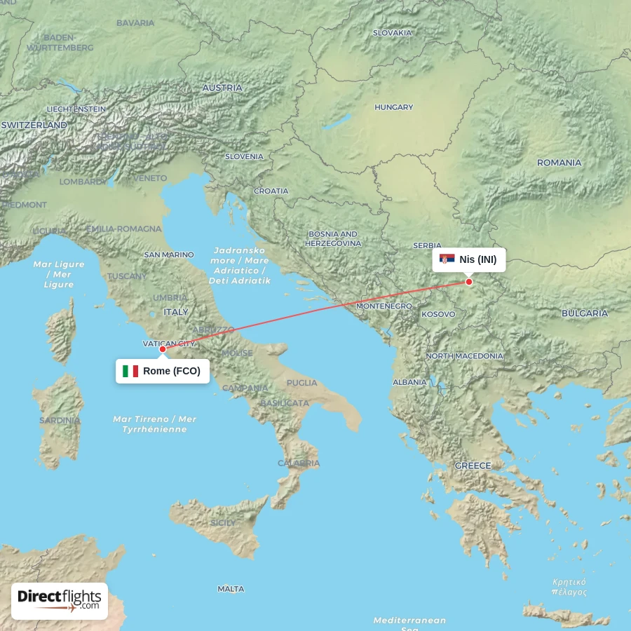 INI - FCO route map