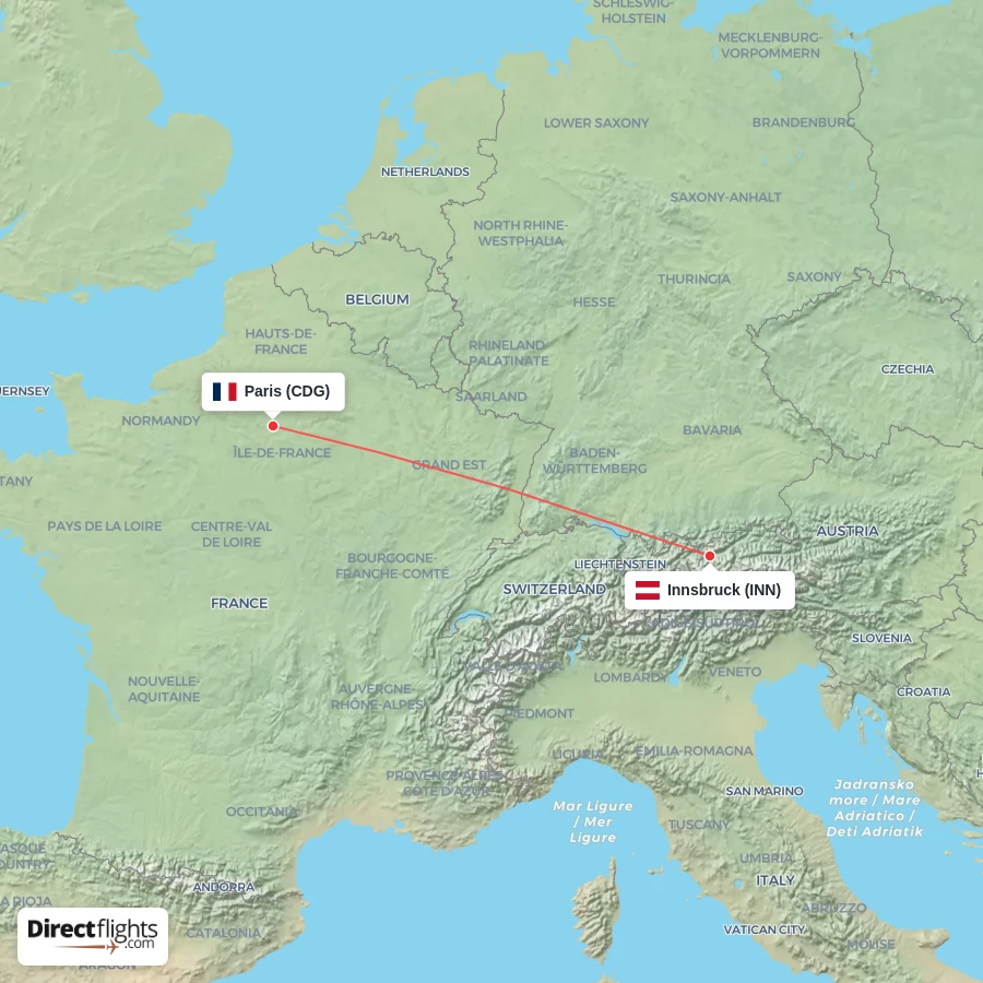 INN - CDG route map
