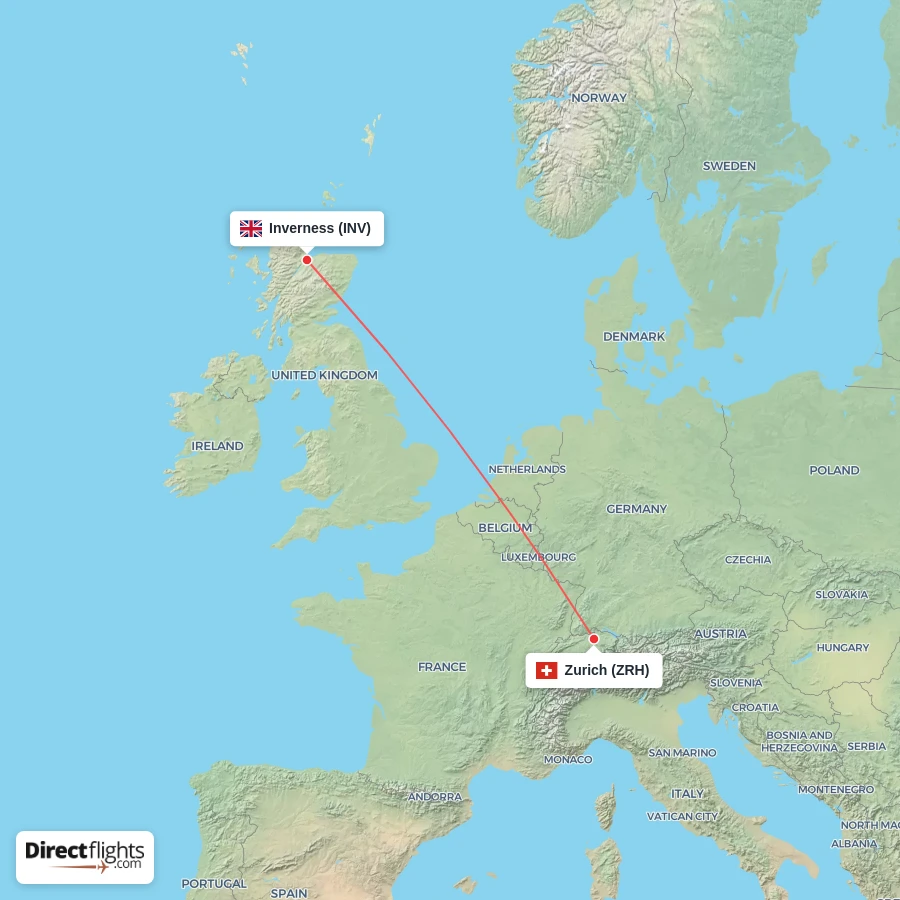 INV - ZRH route map