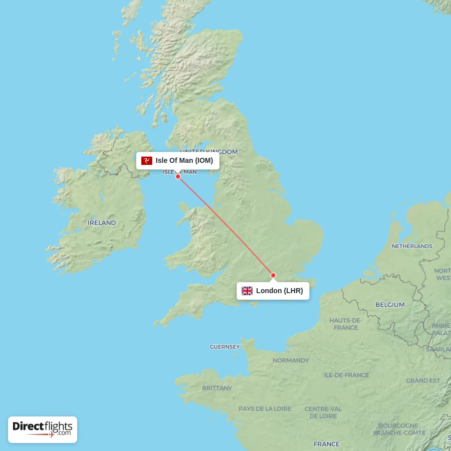 IOM - LHR route map