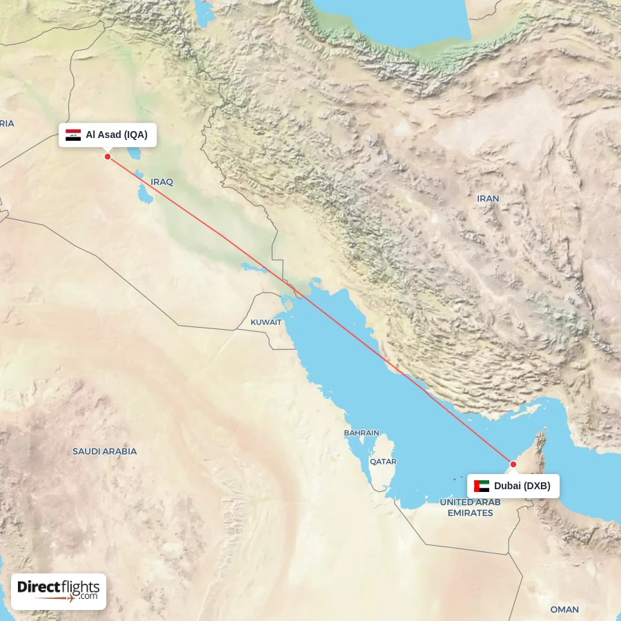 IQA - DXB route map