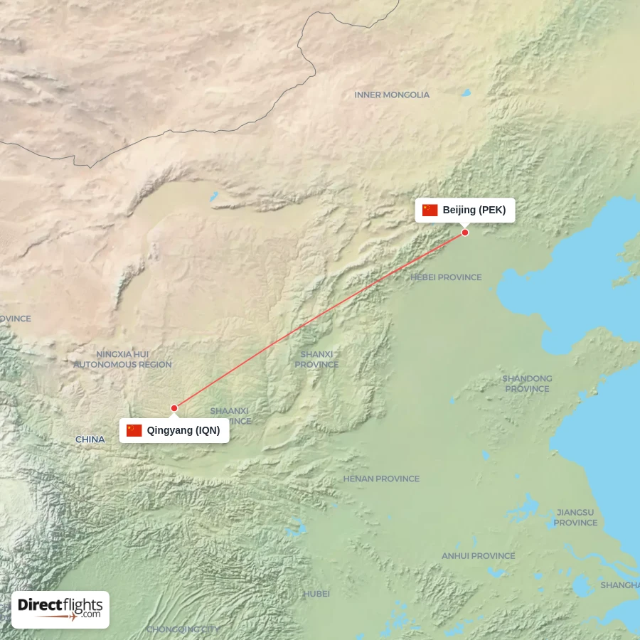 IQN - PEK route map