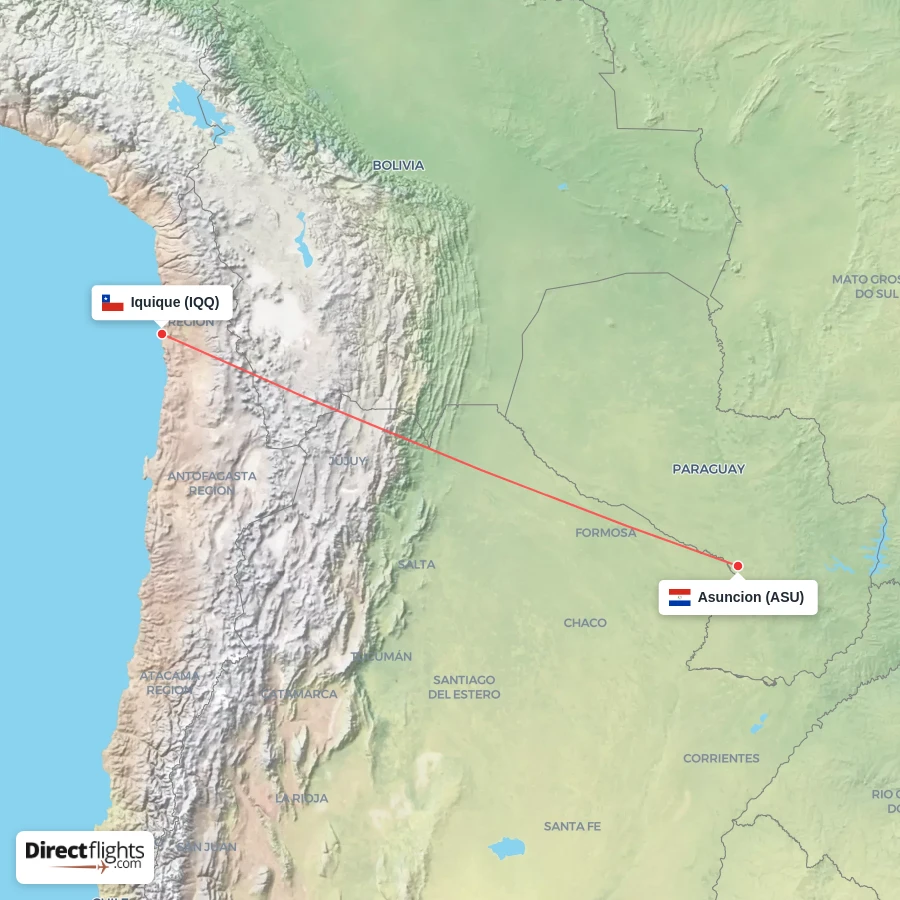 IQQ - ASU route map