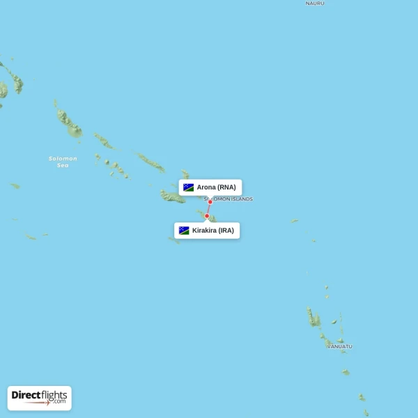 Kirakira - Arona direct flight map