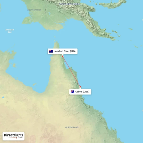 Lockhart River - Cairns direct flight map