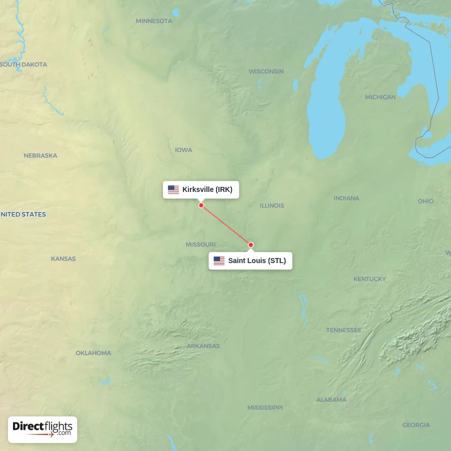 IRK - STL route map