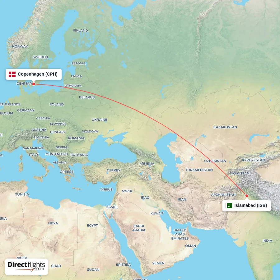 ISB - CPH route map