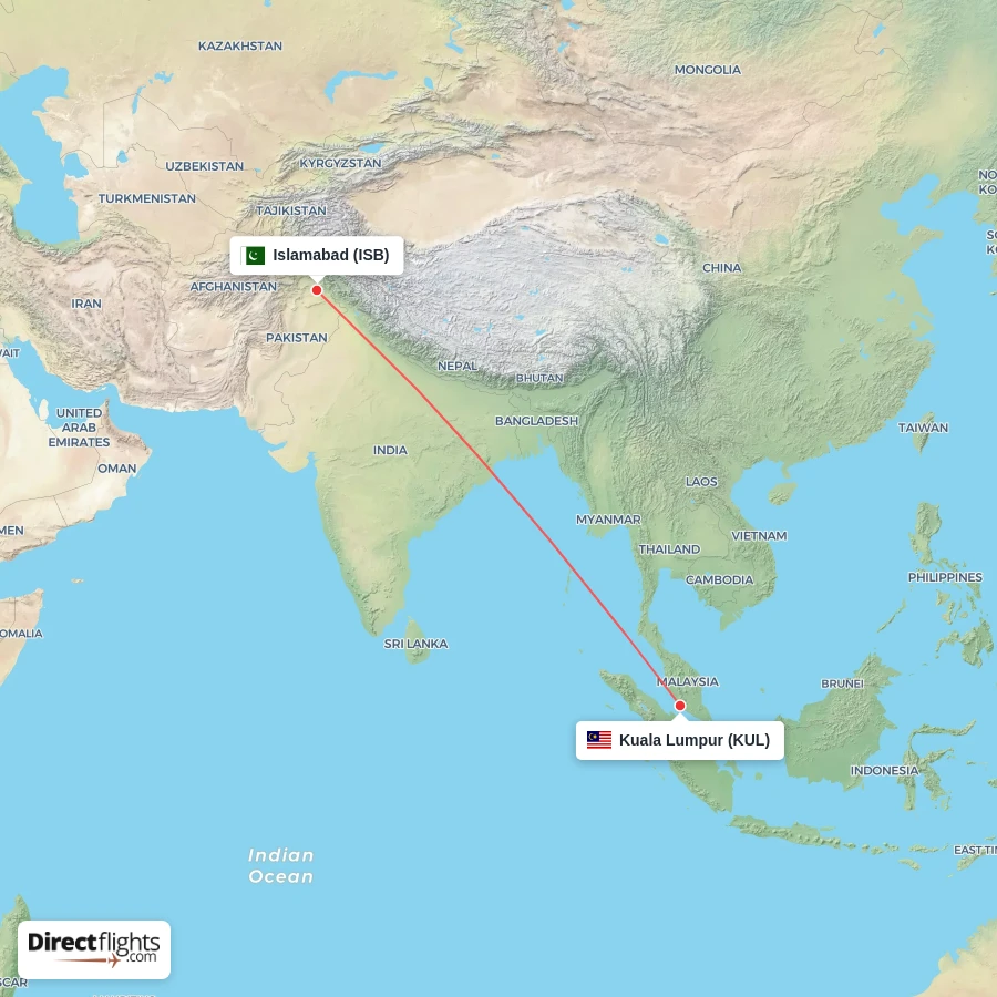 ISB - KUL route map