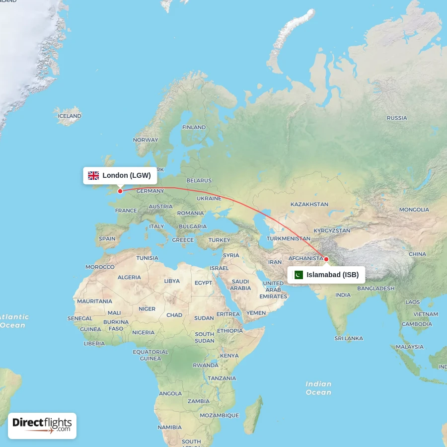 ISB - LGW route map