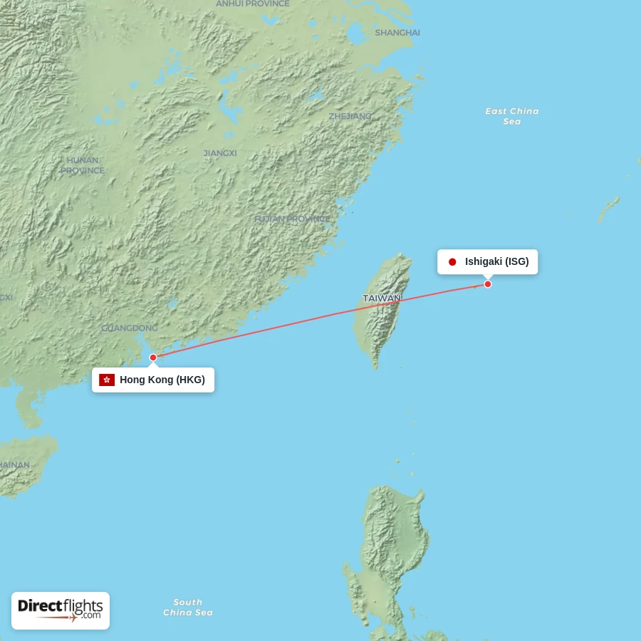 ISG - HKG route map