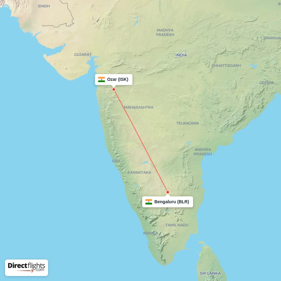 ISK - BLR route map
