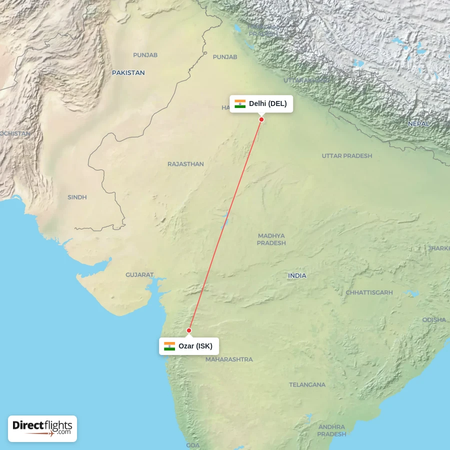 ISK - DEL route map