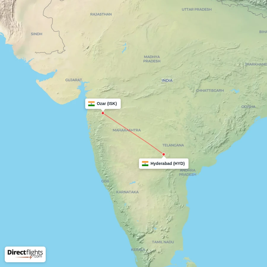 ISK - HYD route map