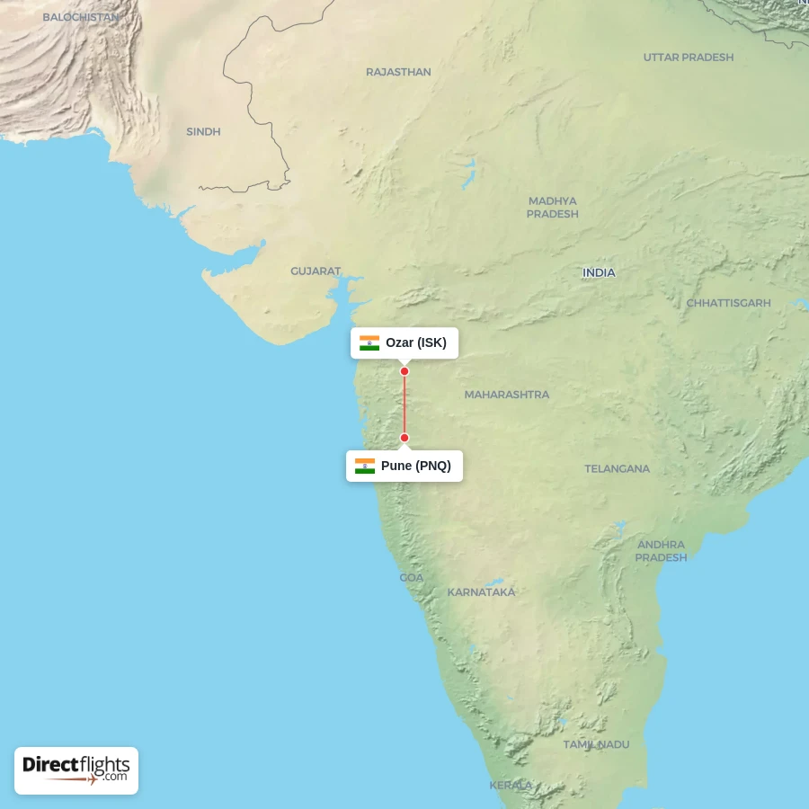 ISK - PNQ route map