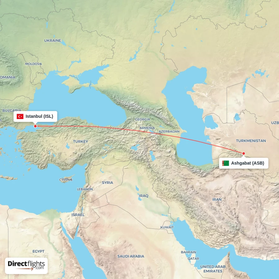 ISL - ASB route map