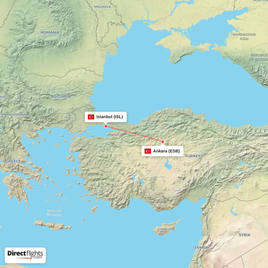 ISL - ESB route map