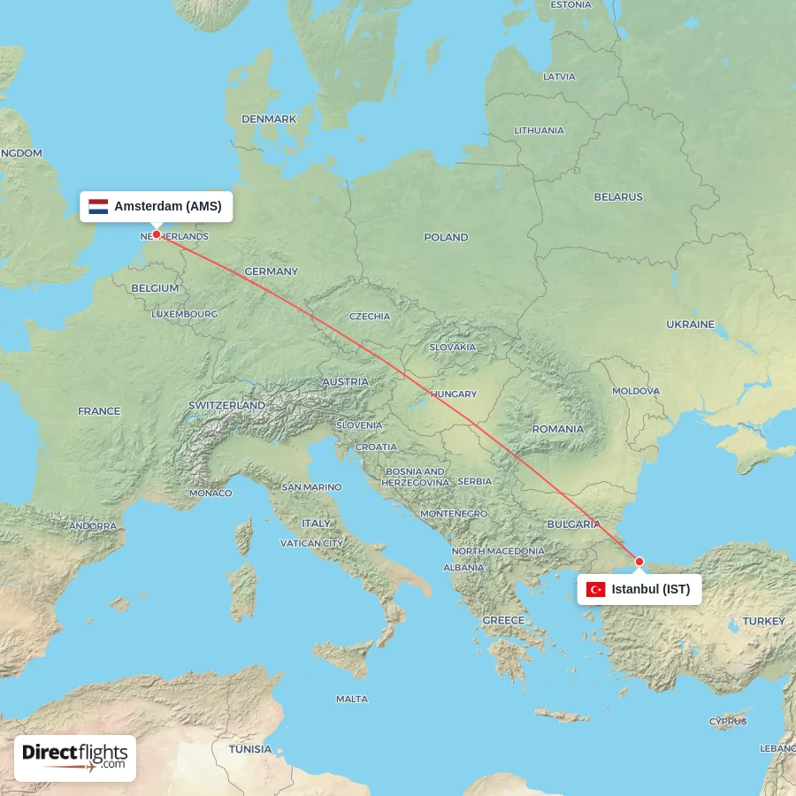 IST - AMS route map
