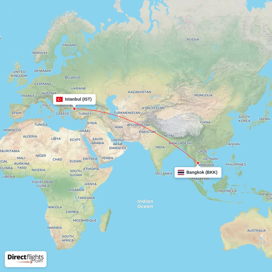 IST - BKK route map