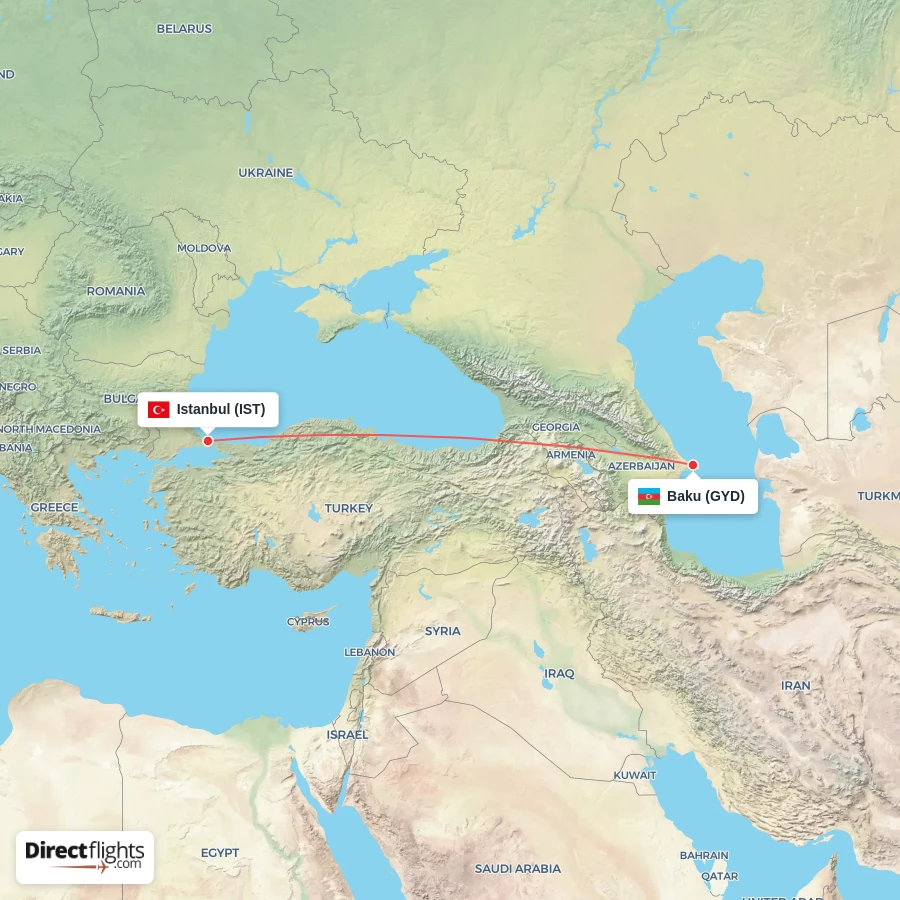 IST - GYD route map