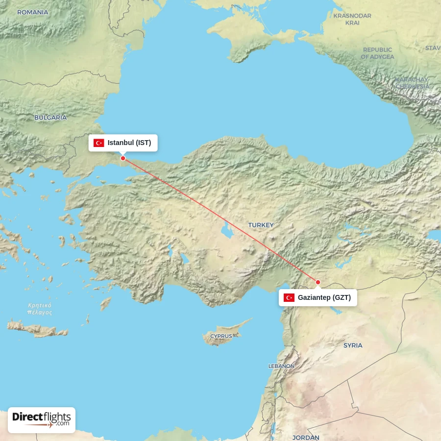 IST - GZT route map