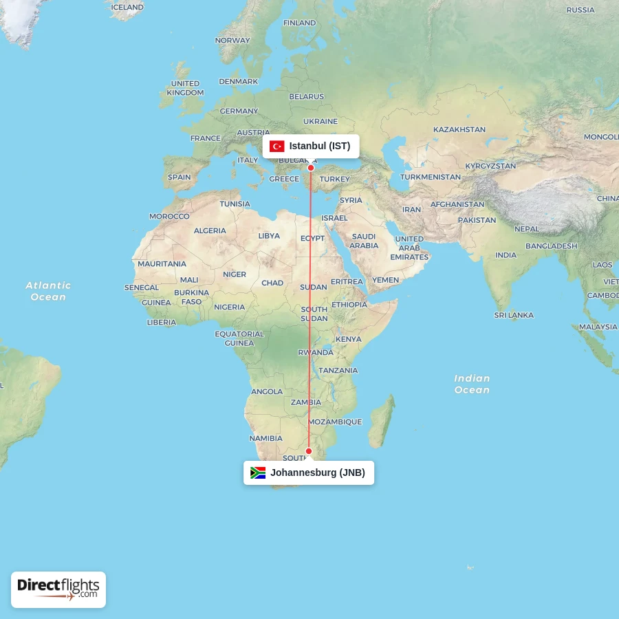 IST - JNB route map