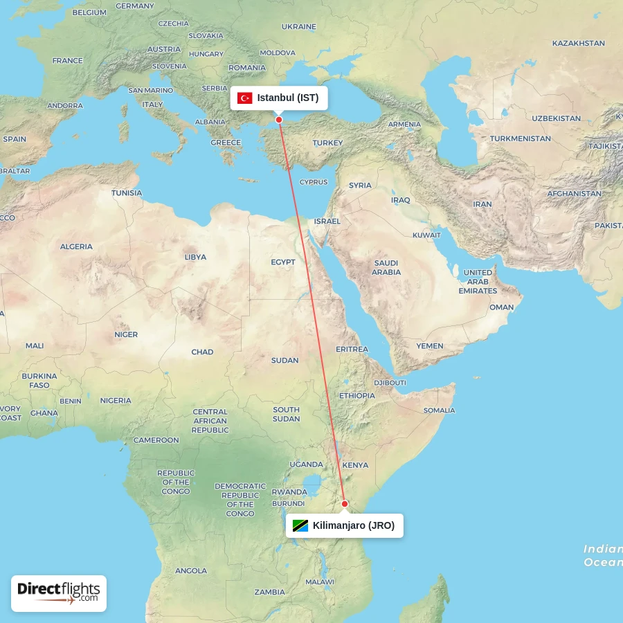 IST - JRO route map