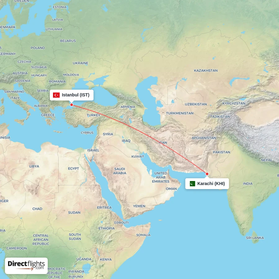 IST - KHI route map