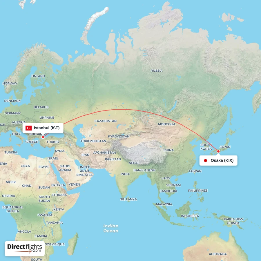 IST - KIX route map