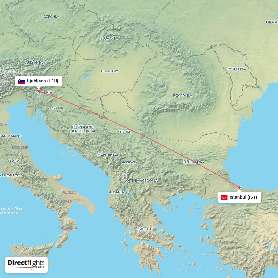 IST - LJU route map