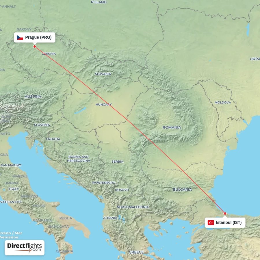 IST - PRG route map