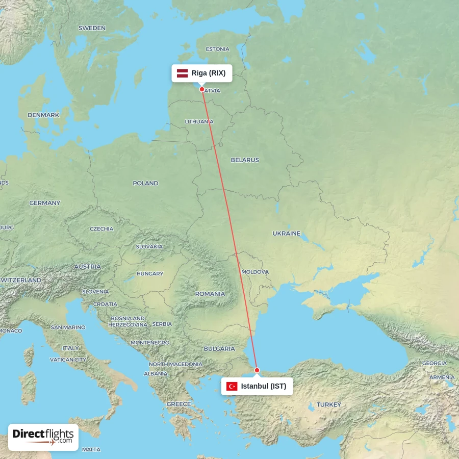 IST - RIX route map