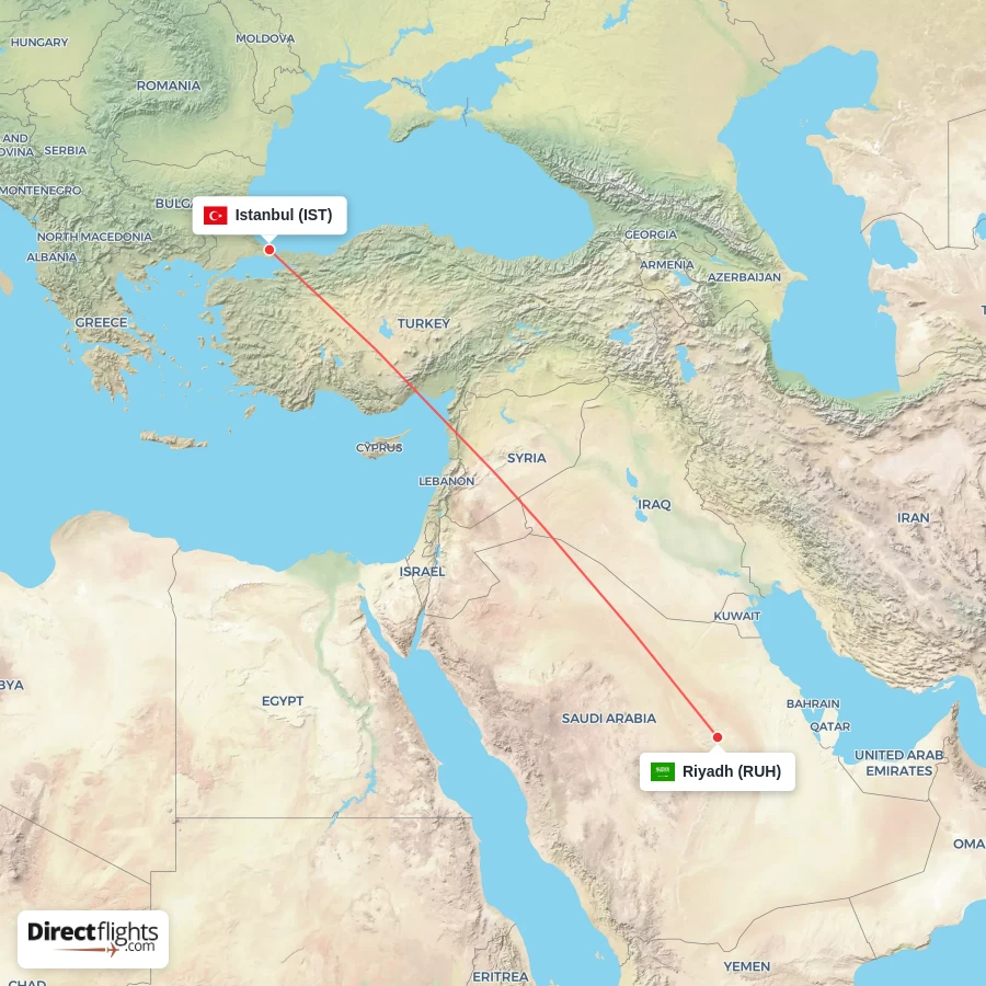 IST - RUH route map