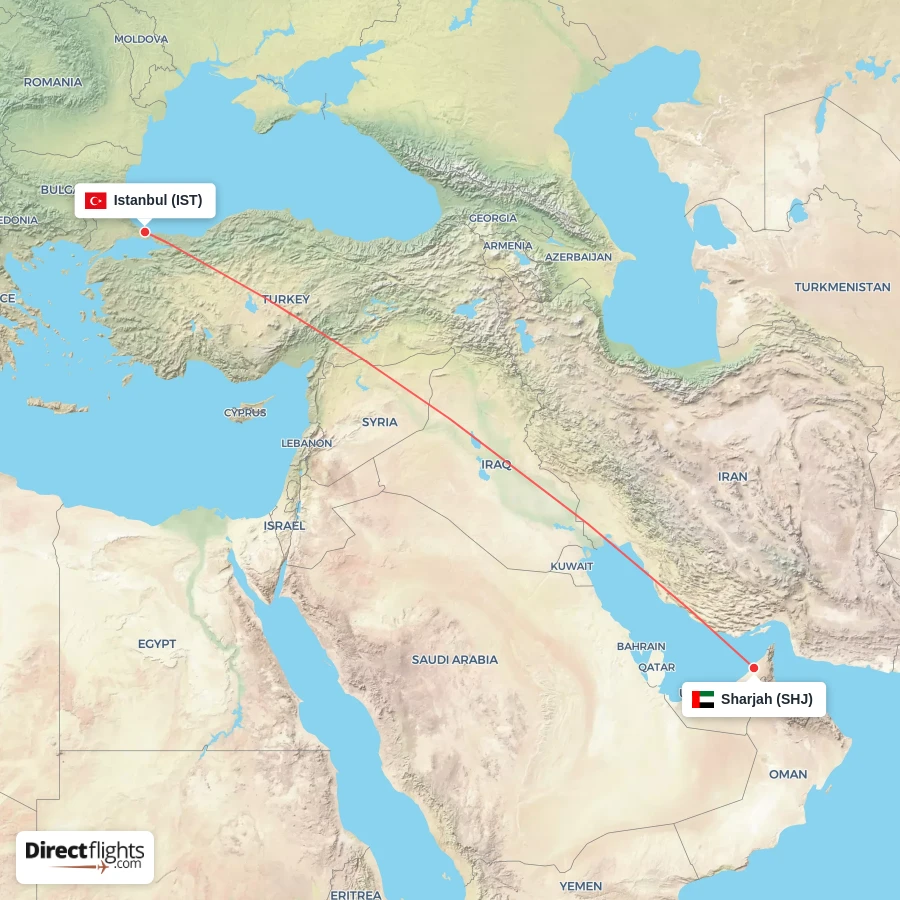 IST - SHJ route map