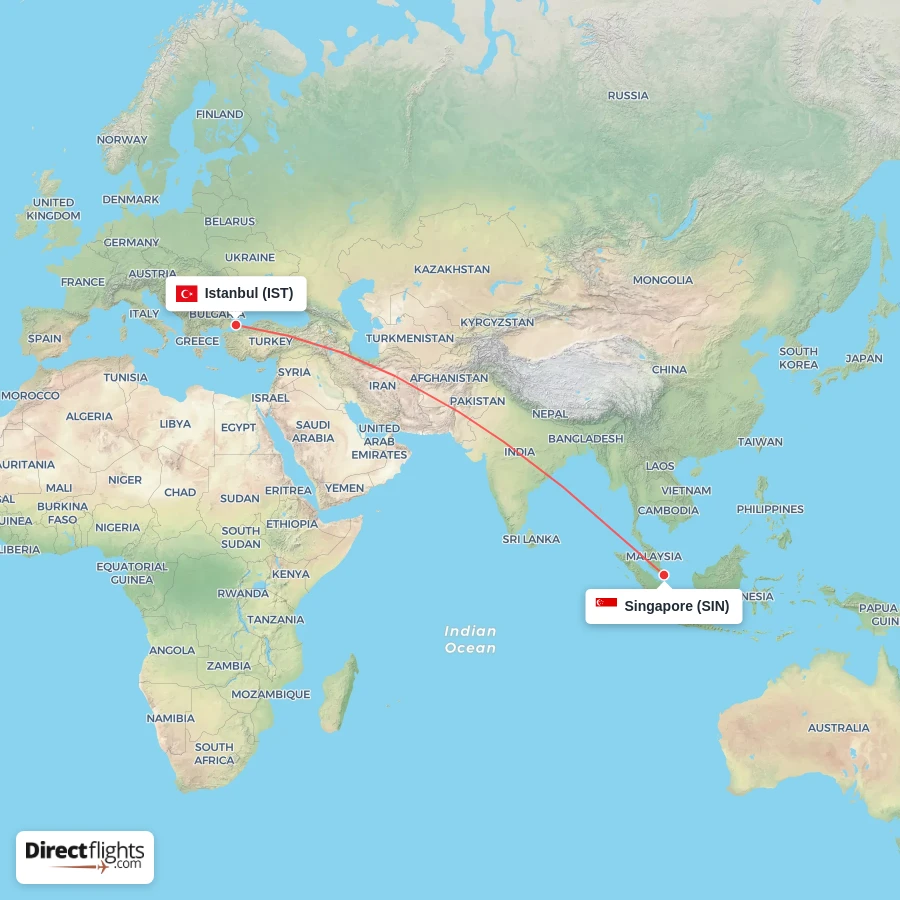 IST - SIN route map