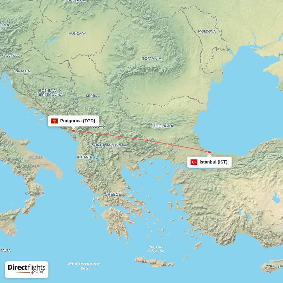 IST - TGD route map