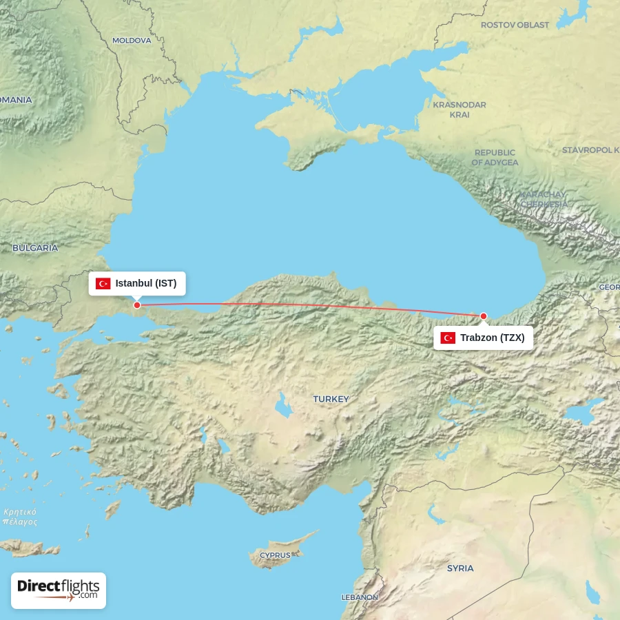 IST - TZX route map