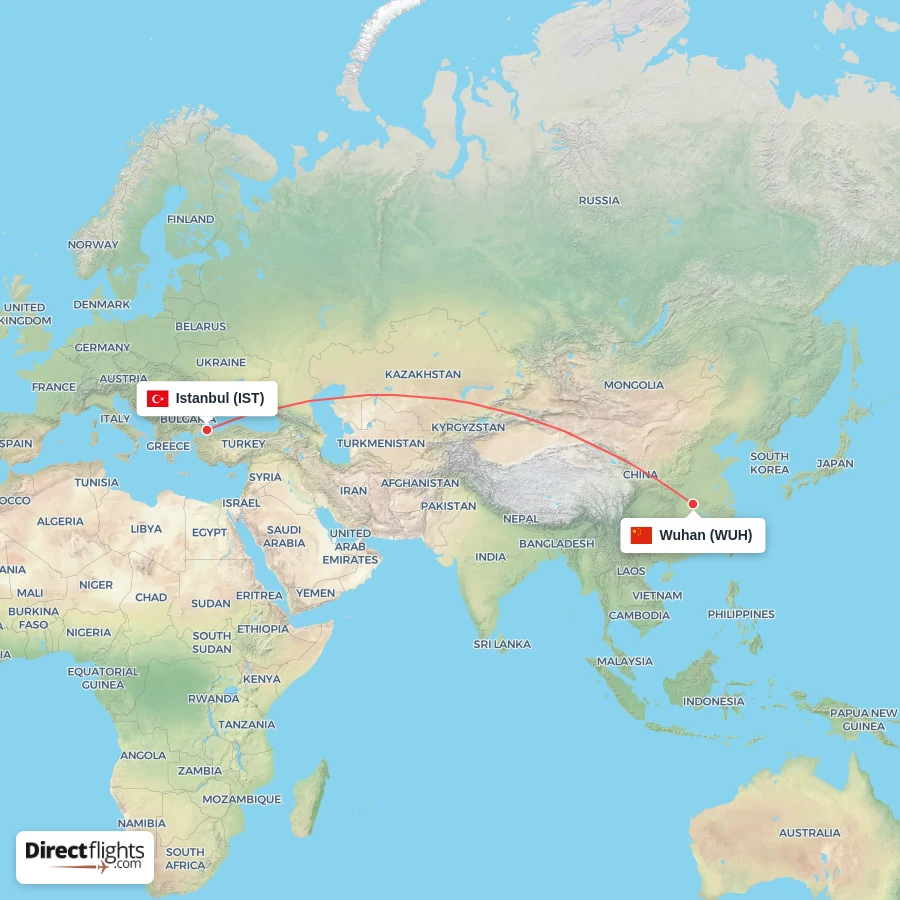 IST - WUH route map